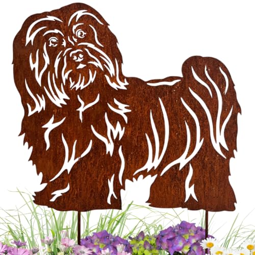 Terma Stahldesign Havaneser Edelrost Hund Gartenstecker Handmade Germany tolle gartendeko aus Rost-Metall deko rostoptik Rostfiguren Tiere rostfiguren Garten Rostdeko von Terma