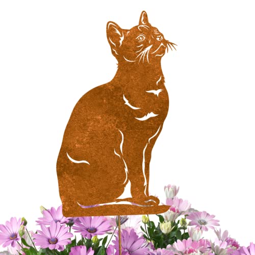 Terma Stahldesign Katzen Gartenstecker Rostifugur Made in Germany (Klassische Hauskatze) von Terma