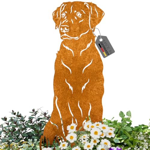 Terma Stahldesign Labrador Edelrost Hund Gartenstecker Handmade Germany gartendeko aus Rost-Metall deko rostoptik Rostfiguren Tiere rostfiguren Garten Rostdeko von Terma