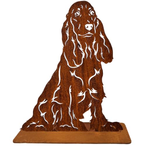 Terma Stahldesign Rost Hund Cocker Spaniel Lebensgroß Handmade Germany tolle Gartendeko aus Metall Figur deko Geschenk Rostfigur Garten deko Gartenfigur, hundegrab deko, 75 cm von Terma