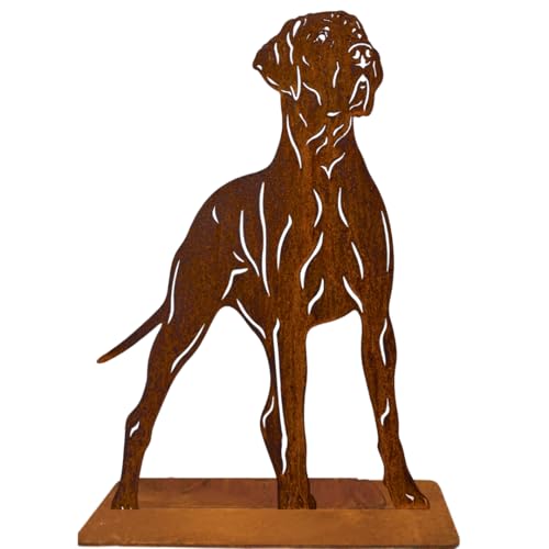 Terma Stahldesign Rost Hund Deutsche Dogge Lebensgroß Handmade Germany tolle Gartendeko aus Metall Figur deko Geschenk Rostfigur Garten deko Gartenfigur, hundegrab deko von Terma