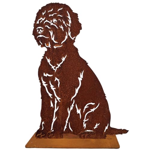 Terma Stahldesign Edelrost Hund Verschiedene Rassen, Handmade Germany, tolle gartendeko aus Rost-Metall, deko rostoptik, Rostfiguren Tiere, rostfiguren Garten, Rostdeko (Lagotto Romagnolo 75cm) von Terma