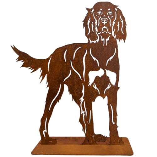 Terma Stahldesign Rost Hund Lebensgroß Handmade Germany tolle Gartendeko aus Metall Figur deko Geschenk Rostfigur Garten deko Gartenfigur, hundegrab deko (Gordon Setter) von Terma