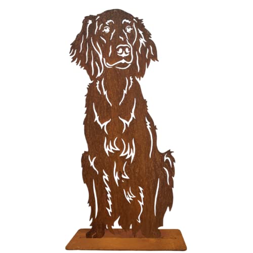 Terma Stahldesign Rost Hund Lebensgroß Handmade Germany tolle Gartendeko aus Metall Figur deko Geschenk Rostfigur Garten deko Gartenfigur, hundegrab deko (Irish Red Setter 75 cm) von Terma