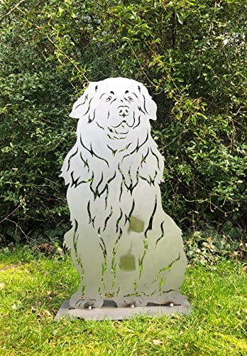 Terma Stahldesign Rost Leonberger 75cm Hund Lebensgroß Handmade Germany tolle Gartendeko aus Metall Figur deko Geschenk Rostfigur Garten deko Gartenfigur, hundegrab deko von Terma