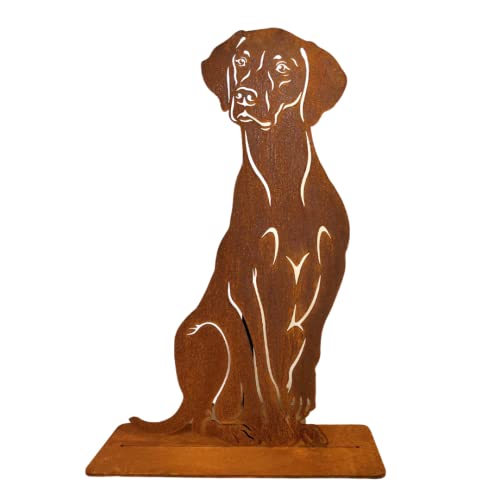 Terma Stahldesign Rost Magyar Vizsla 75 cm Hund Lebensgroß Handmade Germany tolle Gartendeko aus Metall Figur deko Geschenk Rostfigur Garten deko Gartenfigur, hundegrab deko von Terma