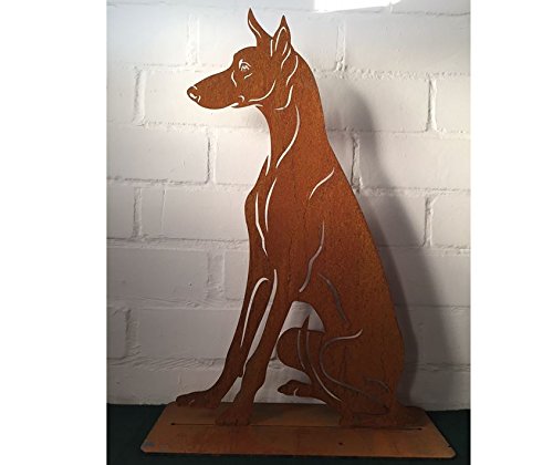 Terma Stahldesign Rost Hund Podenco Lebensgroß Handmade Germany tolle Gartendeko aus Metall Figur deko Geschenk Rostfigur Garten deko Gartenfigur, hundegrab deko von Terma