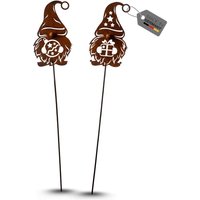 2Er Set Xxl Rost Wichtel - Winterzwerg Gartenstecker 118 cm von TermaStahldesignShop