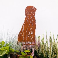 Flat Coated Retriver Edelrost - Oder Edelstahl Gartenfigur, Edelrost Hund, Gartenstecker, Gartendeko von TermaStahldesignShop