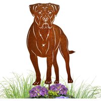 Rost Gartenstecker Klein Hund , Tolle Gartendeko Aus Metall Figur Deko Geschenk Rostfigur Garten Gartenfigur, Hundegrab Deko Cane Corso von TermaStahldesignShop