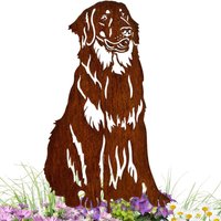 Rost Gartenstecker Klein Hund , Tolle Gartendeko Aus Metall Figur Deko Geschenk Rostfigur Garten Gartenfigur, Hundegrab Deko Hovawart von TermaStahldesignShop