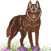 Rost Gartenstecker Klein Hund , Tolle Gartendeko Aus Metall Figur Deko Geschenk Rostfigur Garten Gartenfigur, Hundegrab Deko Husky von TermaStahldesignShop