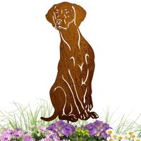 Rost Gartenstecker Klein Hund , Tolle Gartendeko Aus Metall Figur Deko Geschenk Rostfigur Garten Gartenfigur, Hundegrab Deko Magyar Vizsla von TermaStahldesignShop