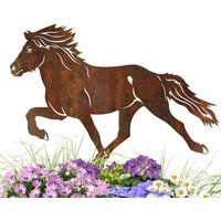 Rostfigur Isländer, Edelrost Pferd, Gartenfigur, Gartenstecker, Gartendeko von TermaStahldesignShop