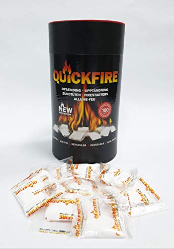 Quickfire 100 Anzünder Kaminanzünder Grillanzünder Ofenanzünder Anzünder für Kamine, Kaminöfen, Zündbeutel + gratis 1 Stück Rotthues Feuerzeug von TermaTech