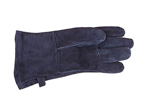 Kaminhandschuh Leder TermaTech schwarz Handschuh links mit TermaTech-Logo von TermaTech
