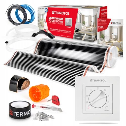 Termofol Elektrische Fußbodenheizung Heizfolie 230V - mit Thermostat H3 - Leistung 140 W/m2 - Oberfläche 4m² - Fussbodenheizung Elektrisch Komplettset fur Fußboden-, Wand- oder Deckenheizung von Termofol
