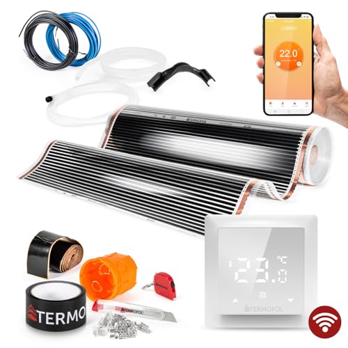 Termofol Elektrische Fußbodenheizung Heizfolie 230V - mit Thermostat H6 WIFI - Leistung 140 W/m2 - Oberfläche 1m² - Fussbodenheizung Elektrisch Komplettset fur Fußboden-, Wand- oder Deckenheizung Termofol Elektrische Fußbodenheizung Heizfolie 230V - mit Thermostat H6 WIFI - Leistung 140 W/m2 - Oberfläche 1m² - Fussbodenheizung Elektrisch Komplettset fur Fußboden-, Wand- oder Deckenheizung von Termofol