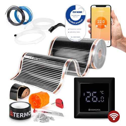 Termofol Elektrische Fußbodenheizung Heizfolie 230V - mit Thermostat H6 WIFI - Leistung 220 W/m2 - Oberfläche 2m² - Fussbodenheizung Elektrisch Komplettset fur Fußboden-, Wand- oder Deckenheizung von Termofol