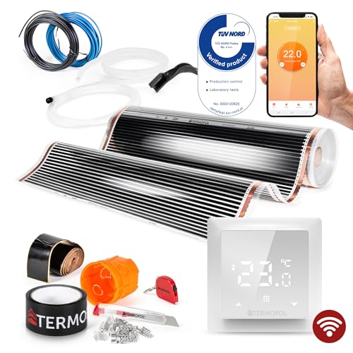 Termofol Elektrische Fußbodenheizung Heizfolie 230V - mit Thermostat H6 WIFI - Leistung 220 W/m2 - Oberfläche 3m² - Fussbodenheizung Elektrisch Komplettset fur Fußboden-, Wand- oder Deckenheizung von Termofol