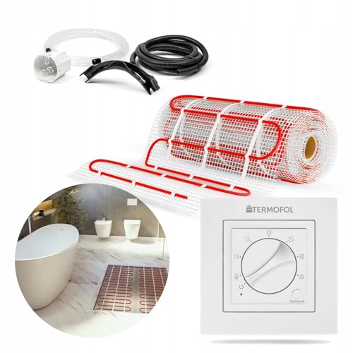 Termofol Set Heizmatte mit Thermostat - Elektrische Fußbodenheizung fur Badezimmer, Wohnzimmer und Küche - Heizfolie mit Heizkraft 150W/m2 - Oberfläche 3,0 m² - Mit analogem Heizungsthermostat von Termofol