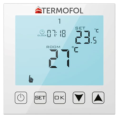 Termofol Heizungsthermostat TF-H1 - Heizkörperthermostat IP20 - Thermostat Fußbodenheizung - Thermostat für Heizfolie - Smart Home Gadgets - Thermostat Heizung - Smarthome - Weiß von Termofol