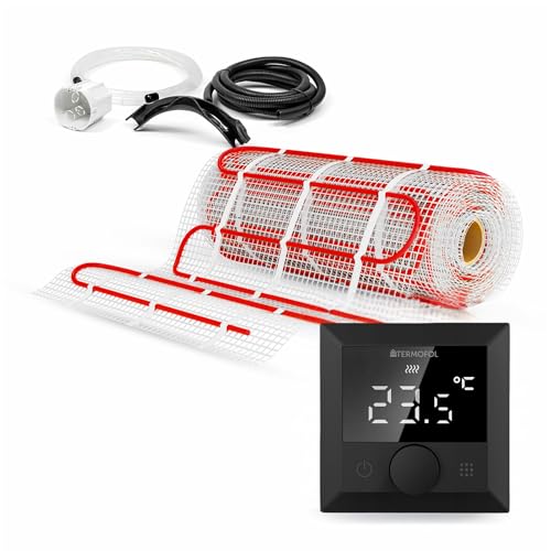 Termofol Set Heizmatte mit Thermostat - Elektrische Fußbodenheizung fur Badezimmer, Wohnzimmer und Küche - Heizfolie mit Heizkraft 150W/m2 - Oberfläche 7m² - Mit digitalem Heizungsthermostat von Termofol