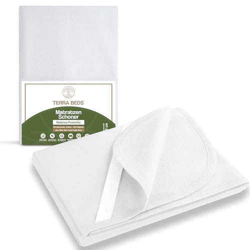 Terra Beds Matratzenschoner 70x140 cm, 100% wasserdichte Matratzenauflage, atmungsaktives und superweiches Baumwollmaterial, geräuschlos, Oeko-TEX-Zertifiziert, Fleckenschutz und waschbar von Terra Beds
