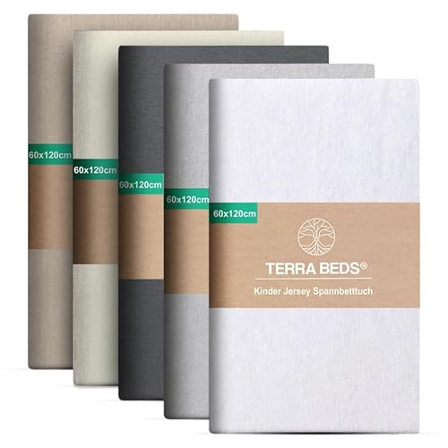 Terra Beds Premium Spannbettlaken 60x120 cm - 160g/m2-100% Hochwertiges Oeko-TEX Baumwoll Jersey Kinder Spannbetttuch – Erhältlich in 10 Farben von Terra Beds
