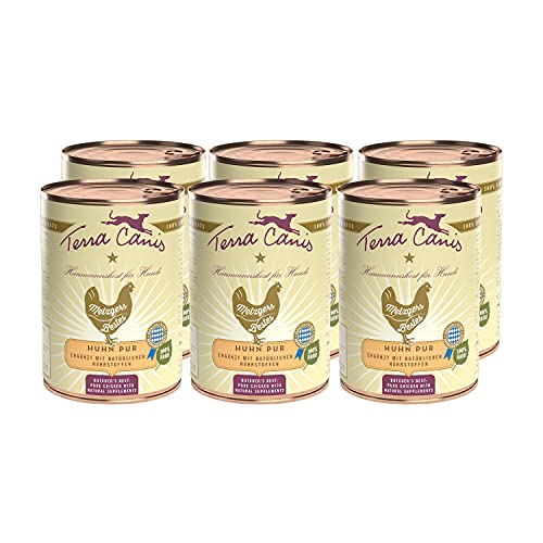 Terra Canis Huhn Pur aus Hühnerherz und Hühnerleber - Metzgers Bestes Nassfutter, 6x400g I Premium Hundefutter in 100% Lebensmittelqualität Aller Rohstoffe I Reichhaltig, gesund & getreidefrei von Terra Canis