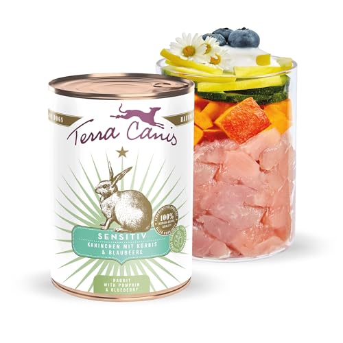 Terra Canis Kaninchen, Kürbis & Blaubeere - Sensitiv Nassfutter, 400g I Premium Hundefutter für verdauungssensible Hunde I Allergenfrei, getreidearm & leicht verdaulich von Terra Canis