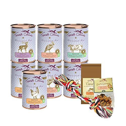 Terra Canis Kennenlernpaket M - Senior, 7x400g, 50g Canireo, 12g Gartendrops & Goodie I Premium Hundefutter in 100% Lebensmittelqualität Aller Rohstoffe I Reichhaltig & gesund I Glutenfrei von Terra Canis