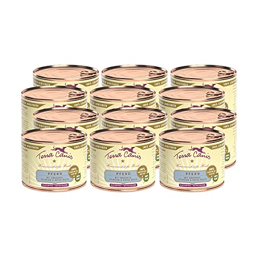 Terra Canis Pferd, Amaranth & Pfirsich - Classic Nassfutter, 12x200g I Premium Hundefutter in 100% Lebensmittelqualität Aller Rohstoffe I Reichhaltig & gesund, allergen- & getreidearm, glutenfrei von Terra Canis