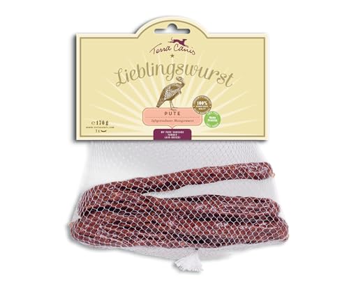 Terra Canis Pute - Lieblingswurst,190g I Luftgetrocknete Wurst vom Metzger I Premium Snack für Hunde in 100% Lebensmittelqualität Aller Rohstoffe I Getreidefrei & glutenfrei von Terra Canis