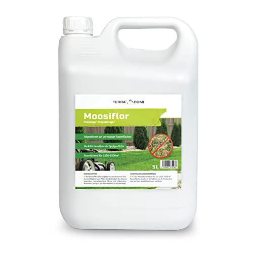 Terra Domi Moosiflor 5 Liter I Flüssigdünger mit Eisen abgestimmt auf vermooste Rasenflächen I Eisendünger für Rasen mit viel Moos I Konzentrat für bis zu 1500m² Terra Domi Moosiflor 5 Liter I Flüssigdünger mit Eisen abgestimmt auf vermooste Rasenflächen I Eisendünger für Rasen mit viel Moos I Konzentrat für bis zu 1500m² von Terra Domi