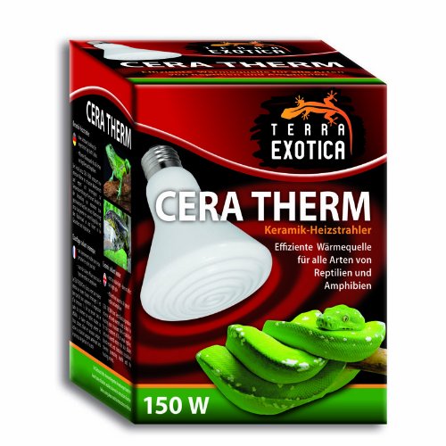 Terra Exotica Keramik Heizstrahler - Cera Therm 150 Watt mit E27 Gewinde - Terrarium Wärmelampe für Reptilien, Chamäleons, Bartagamen, Schildkröten, Spinnen - Heizlampe für Küken, Wachteln von Terra Exotica