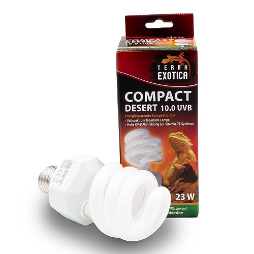 Terra Exotica Compact Desert 10.0 UVB Lampe - Auswahl zwischen 2.0, 5.0, 8.0 und 10.0 UVB Lampen für Ihr Terrarium - Ideal für Reptilien aus Wüsten und Steppen z.B Bartagamen und Nager von Terra Exotica