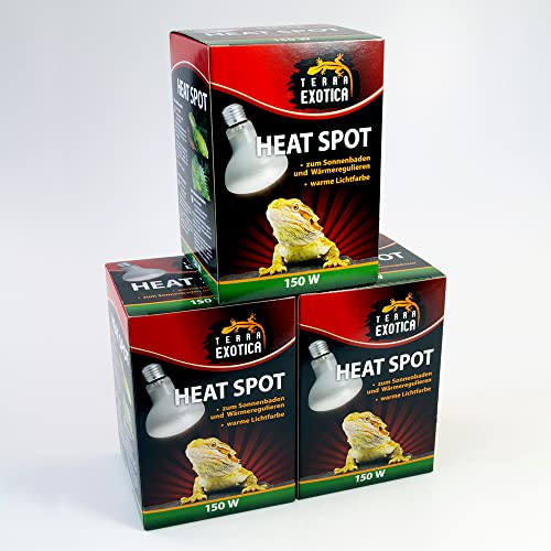 Terra Exotica Heat Spot 150 Watt -3er Pack- Wärmestrahler für Reptilien - 25W, 40W, 60W, 75W, 100W, 150W - Terrarium Wärme Spotstrahler - Terrarienbeleuchtung - Wärmelampe (3, 150 Watt) von Terra Exotica