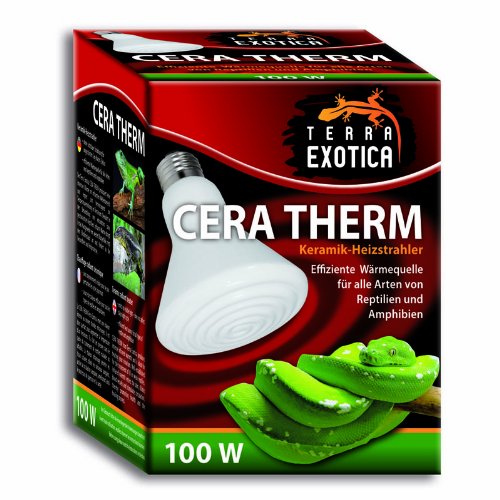 Terra Exotica Keramik Heizstrahler - Cera Therm 100 Watt mit E27 Gewinde - Terrarium Wärmelampe für Reptilien, Chamäleons, Bartagamen, Schildkröten, Spinnen - Heizlampe für Küken, Wachteln von Terra Exotica