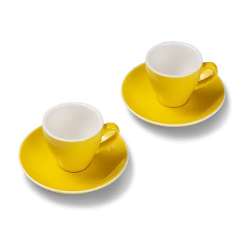 Terra Home 2er Espresso-Tassen Set - Gelb, 90 ml, Glossy, Porzellan, Dickwandig, Spülmaschinenfest, italienisches Design - Kaffee-Tassen Set mit Untertassen von Terra Home