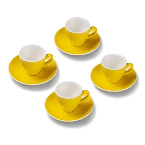 Terra Home 4er Espresso-Tassen Set - Gelb, 90 ml, Glossy, Porzellan, Dickwandig, Spülmaschinenfest, italienisches Design - Kaffee-Tassen Set mit Untertassen von Terra Home