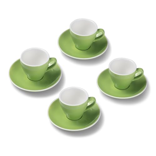 Terra Home 4er Espresso-Tassen Set - Grün, 90 ml, Glossy, Porzellan, Dickwandig, Spülmaschinenfest, italienisches Design - Kaffee-Tassen Set mit Untertassen von Terra Home