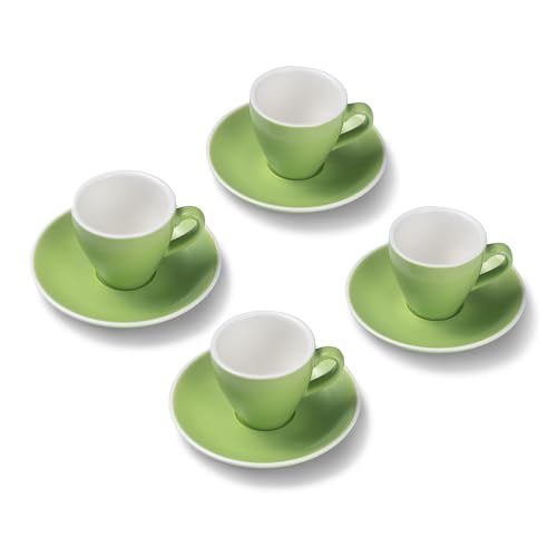 Terra Home 4er Espresso-Tassen Set - Grün, 90 ml, Matt, Porzellan, Dickwandig, Spülmaschinenfest, italienisches Design - Kaffee-Tassen Set mit Untertassen von Terra Home