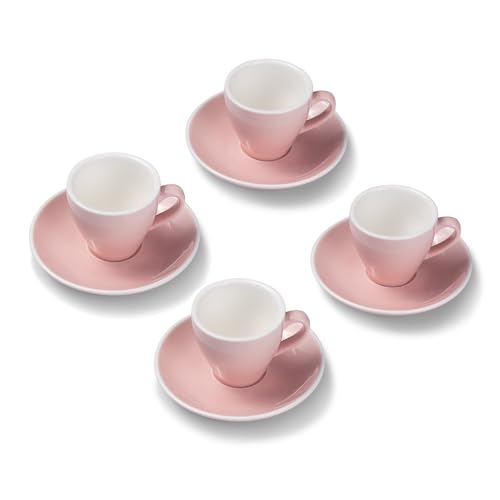 Terra Home 4er Espresso-Tassen Set - Rosa, 90 ml, Glossy, Porzellan, Dickwandig, Spülmaschinenfest, italienisches Design - Kaffee-Tassen Set mit Untertassen von Terra Home