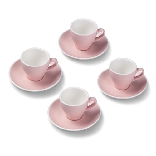 Terra Home 4er Espresso-Tassen Set - Rosa, 90 ml, Matt, Porzellan, Dickwandig, Spülmaschinenfest, italienisches Design - Kaffee-Tassen Set mit Untertassen von Terra Home