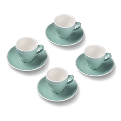 Terra Home 4er Espresso-Tassen Set - Türkis, 90 ml, Glossy, Porzellan, Dickwandig, Spülmaschinenfest, italienisches Design - Kaffee-Tassen Set mit Untertassen von Terra Home