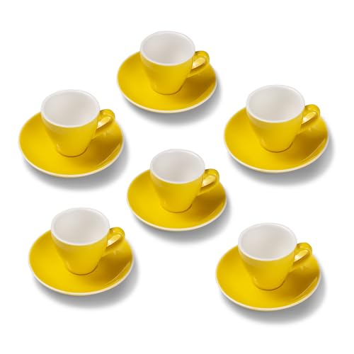 Terra Home 6er Espresso-Tassen Set - Gelb, 90 ml, Glossy, Porzellan, Dickwandig, Spülmaschinenfest, italienisches Design - Kaffee-Tassen Set mit Untertassen von Terra Home