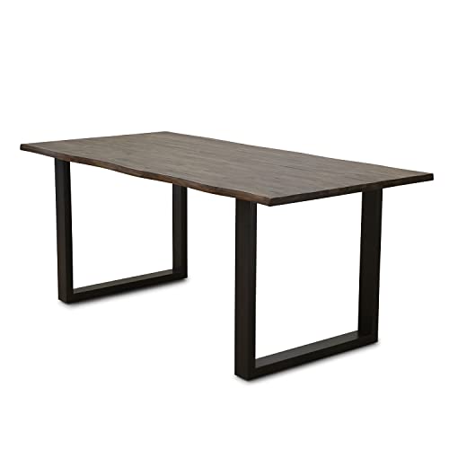 Terra Home - Baumkantentisch Jarven - 200x100 cm, Akazie, für 8 Personen, Massivholz, dunkel-braun, Industrial Design, rechteckig, modern, groß, Echtholz, Holz Esstisch von Terra Home