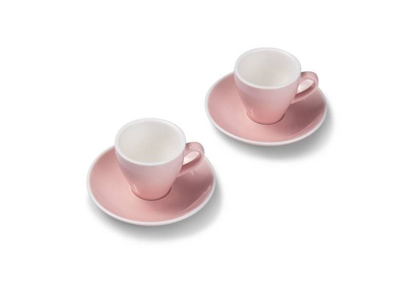 Terra Home Espressotasse 2er Espressotassen-Set, Rosa glossy 90 ml mit Untertasse, Porzellan, spülmaschinenfest,extra dickwandig von Terra Home
