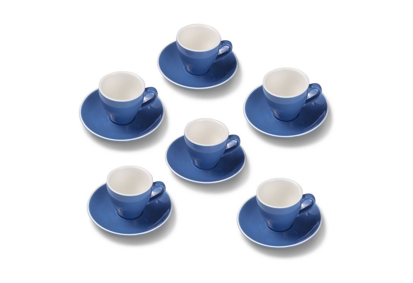 Terra Home Espressotasse extra dickwandiges Espressotassen-Set, Blau glossy 90 ml, Porzellan, Spülmaschinen und Mikrowellen geeignet 6er Set von Terra Home